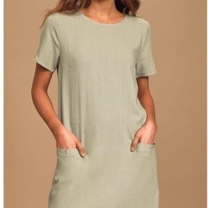 🆕 Lulu’s Sea Foam Dress with Pockets
